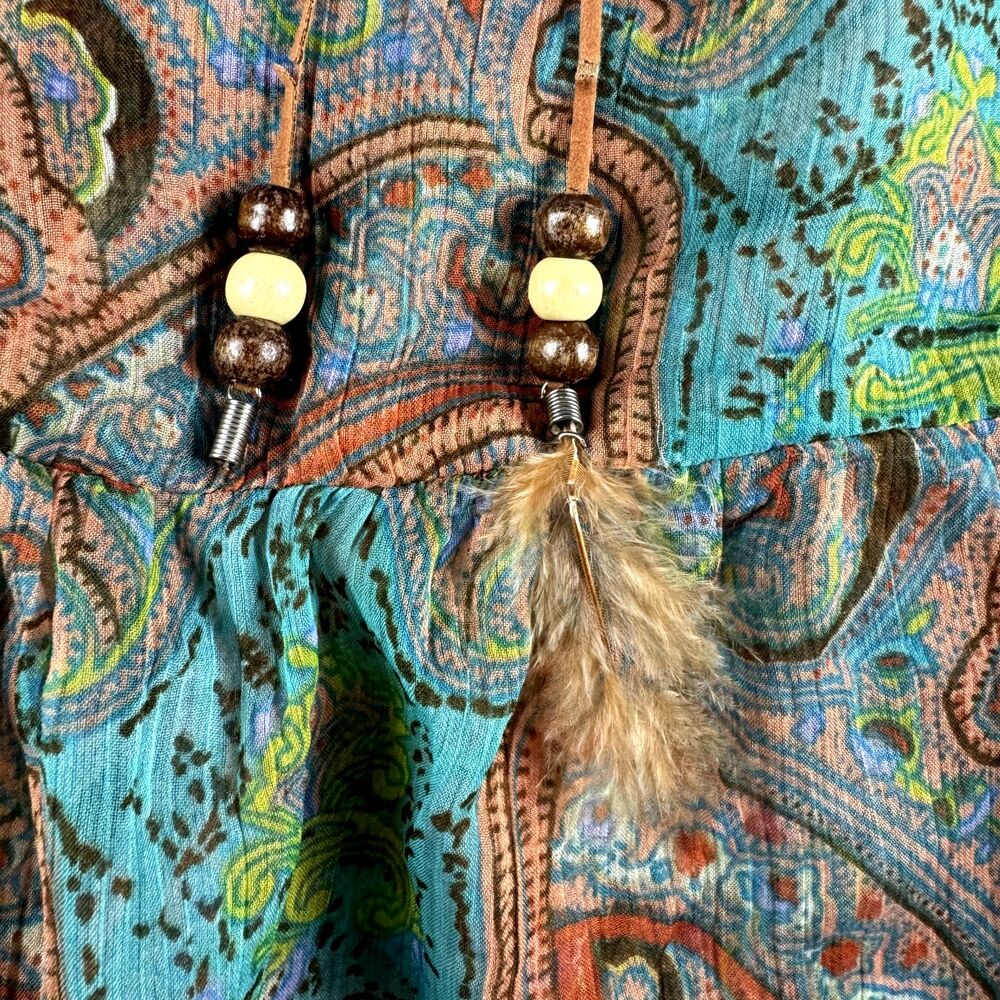 Band Of Gypsies Dress Women’s Small Colorful Paisley Sheer Long Sleeve Top Boho - Picture 10 of 10